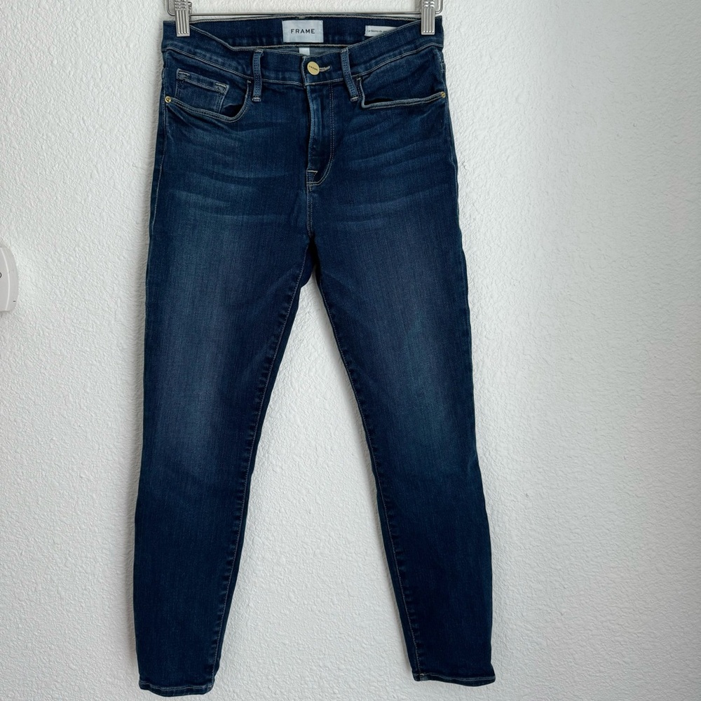 Frame Womens Le Skinny De Jeanne Crop Jeans Dark Blue Stretch Denim Size 29